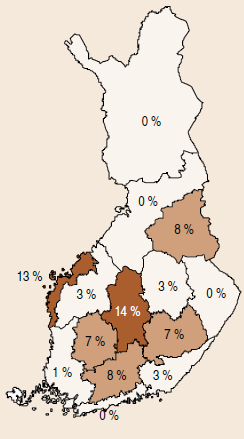 21 Kainuussa ja Lounais-Suomessa kantojen käyttö oli runsasta. (Kuusinen - Ylitalo 2008, 282, 294.) Kuvio 6.