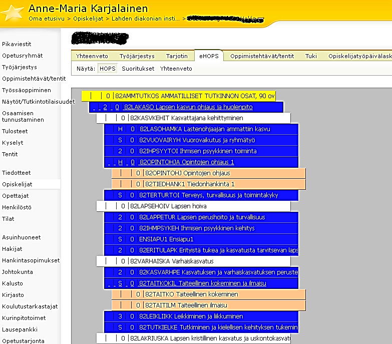 4(11) ehops ehops - välilehdellä näet oman opetussuunnitelmasi, suorituksesi ja