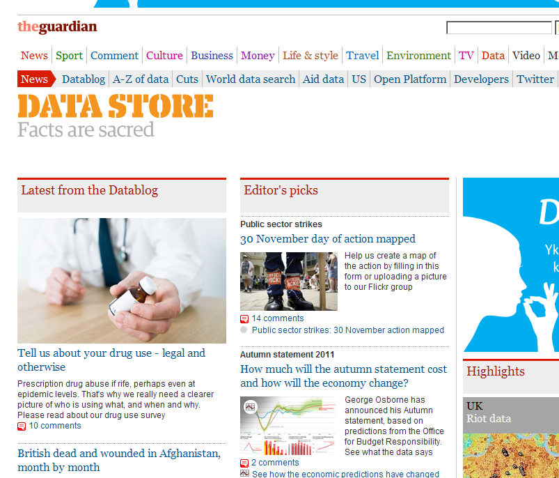 Ulkomaisia esimerkkejä The Guardian Datajournalismi on verkkosisällön ytimessä Kaikki keinot koko ajan