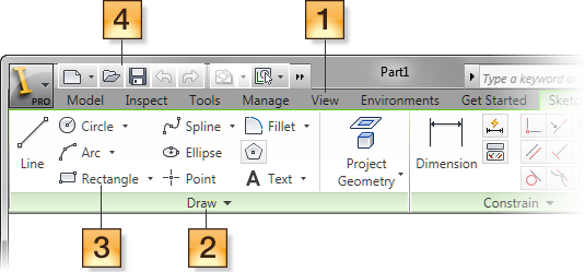 Mikäli jokin käyttöliittymän elementti ei näy, saat sen esille View-välilehden Windows-paneelin User Interface -painikkeesta.