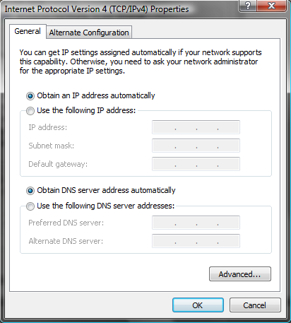 Tarkista, että sekä IP-osoite, että DNS-palvelimet haetaan automaattisesti.