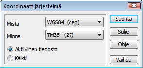 6.6 Eromitat Kahden pisteen välisen koordinaattieron laskenta.