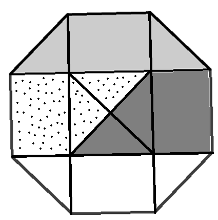 Kenguru 2014 Junior sivu 8 / 15 19. Kuvassa on säännöllinen kahdeksankulmio. Varjostetun alueen pinta-ala on 3 cm². Laske kahdeksankulmion pinta-ala.