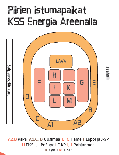 7.3. KSS Energia Areenalta poistuminen lauantai-iltana Iltajuhlan jälkeen areenalta poistutaan kuuluttajan antamien ohjeiden mukaisesti porrastetusti.
