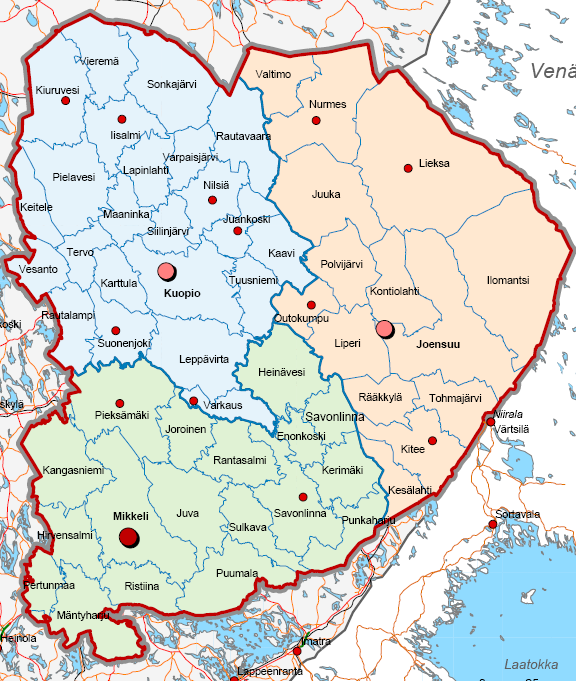 Etsitään uusi kuva Itä-Suomen aluehallintoviraston toimialue on Etelä-Savon, Pohjois-Karjalan ja Pohjois-Savon maakunnat.