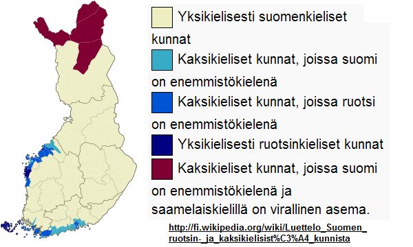 Olen jättänyt tarkastelun ulkopuolelle ne kunnat, joissa ruotsinkielisten