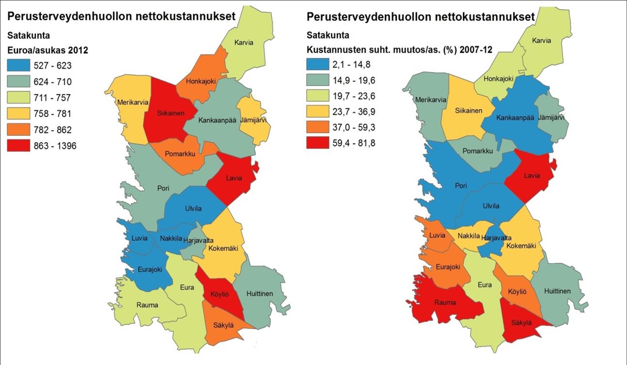 42 1.5.3 Perusterveydenhuollon nettokustannukset Indikaattori ilmaisee kuntien perusterveydenhuollon nettokustannukset euroina asukasta kohti.