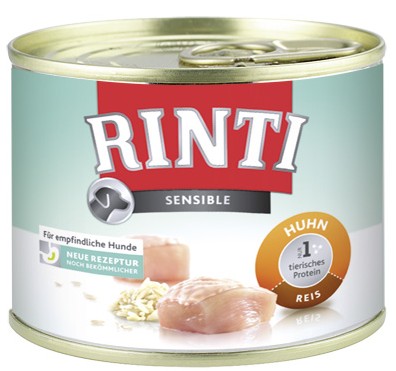 2015 Rinti Sensible täysravinto herkille koirille (185g, 400g & 800g) 185g: FIN92032 kana & riisi 185g 400g: FIN94052 kana & riisi 400g Gluteeniton Ross=hevonen FIN92054 hevonen & riisi 400g
