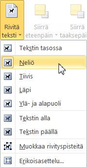 Kuvan koon muuttaminen Juuri lisätyn kuvan ympärillä näkyy niin sanotut kahvat. Jos kahvoja ei näy, napsauta kuvaa hiirellä.