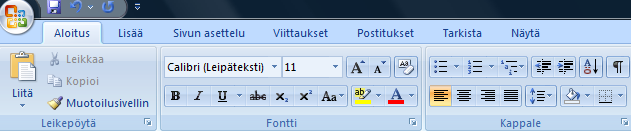 Kotiope.com 7 Tekstin muotoilut Aloitus-valintanauha 1. Valitse alue (katso edellinen sivu) 2. katso että Aloitus-valintanauha on näkyvissä (napsauta tarvittaessa Aloitus ) 3.