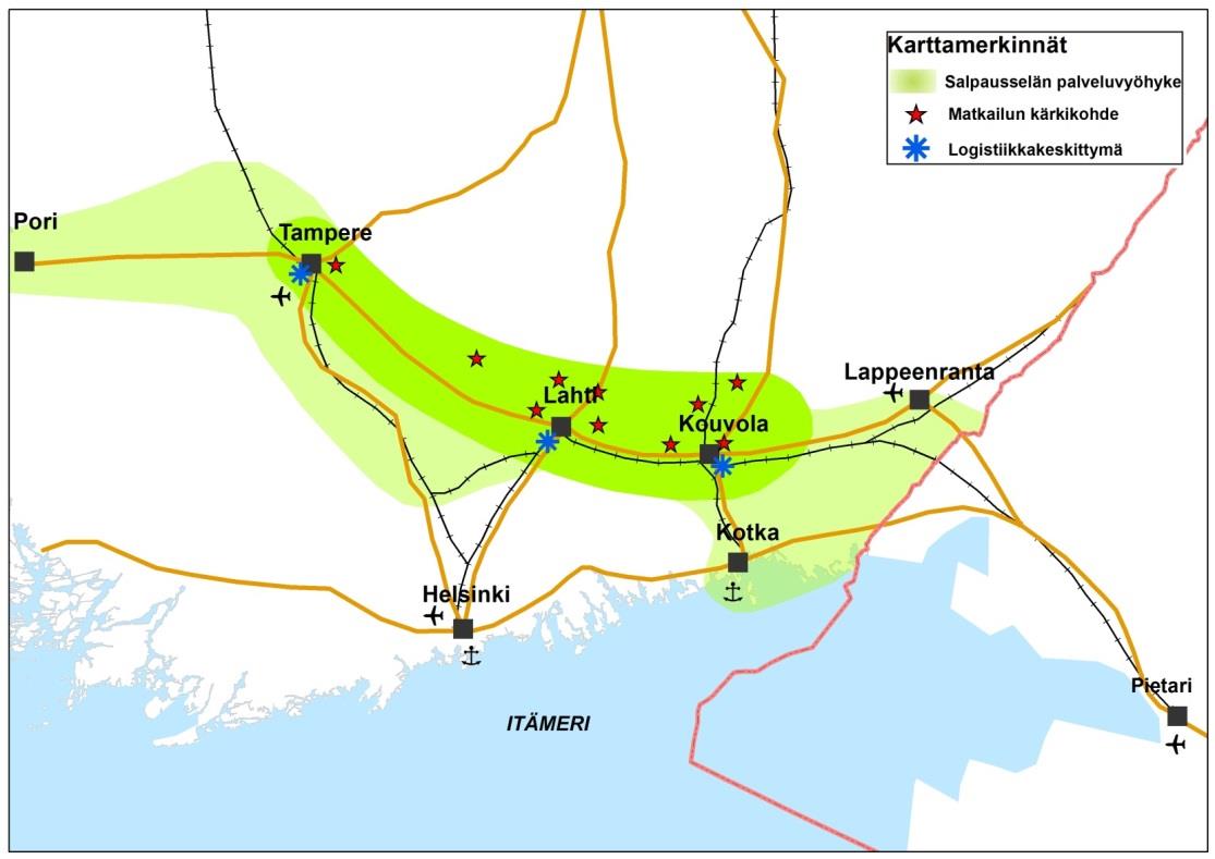 Salpausselän palveluvyöhyke Salpausselän palveluvyöhyke on Tampereen seudulta Lahden ja Kouvolan seuduille ulottuva vyöhyke, jossa palveluja kehitetään