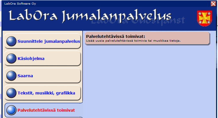 syöttää ohjelmaan oman seurakunnan ns.