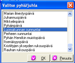 valitse avautuvasta valintaikkunasta välilehti Pyhä/saarnateksti ja napsauta Pyhä-rivillä -painiketta valitse avautuvasta ikkunasta Luomakunnan sunnuntai: avaa yksityiskohtainen suunnittelu.