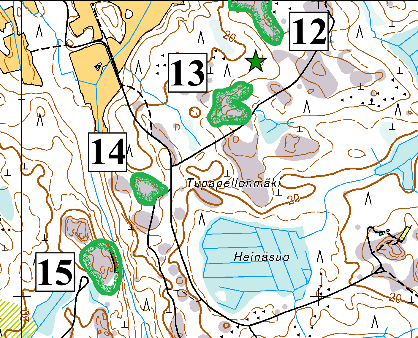 (NT, RT, L-dir) koiras ja kevään maastotöissä kallion läheisyydestä löytyi metsojen hakomismänty (kuva 14). 22.