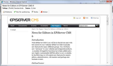 Sivu on nyt luotu EPiServer CMS:ssä, ja mahdolliset kuvat on tallennettu sivun hakemistoon. Jatkossa voit ylläpitää sivua EPiServer CMS:n kautta.