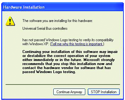 Windows XP - ongelmat Näyttöön tulee laiteasennuksen virheilmoitus Windows XP -käyttöjärjestelmässä, kun asennetaan muuta kuin Creative-sovellusta.
