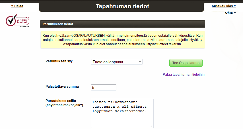 KauppiasExtranet 11(17) Kuva 14. Tapahtuman hinnan korjauksen aloittaminen Kuva 15.