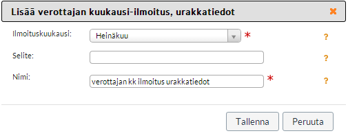 Kuukausiraportin tekeminen Tee kuukausi-ilmoitus samaan tapaan kuin henkilötietojen osalta. 1. Rajapinnat Verottajan kkilmoitus, urakkatiedot 2.