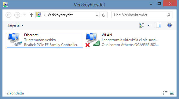 Asetukset tietokoneessa Tietokoneen Ethernet verkkoyhteydelle tulee asettaa kiinteä IP osoite. Oletusarvoisesti se hakee DHCP:n avulla reittimeltä vaihtuvan IP osoitteen, eli se on ns. auto tilassa.