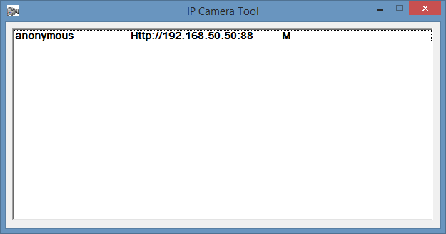 Hetken kuluttua kamera on käynnistynyt ja näkyy IP camera Tools -ohjelman näytöllä.