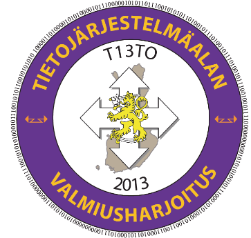 T13T013 -valmiusharjoitus Vuoden 2013 tietojärjestelmäalan valmiusharjoituksen T13TO13 teemana on kyberturvallisuus verkostossa.