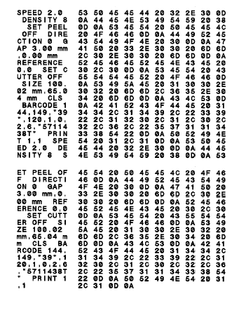 Print head test pattern Printer model name & Main board firmware version Printed mileage Main board firmware checksum Serial port setting Code page Country code Print speed Print darkness Label size
