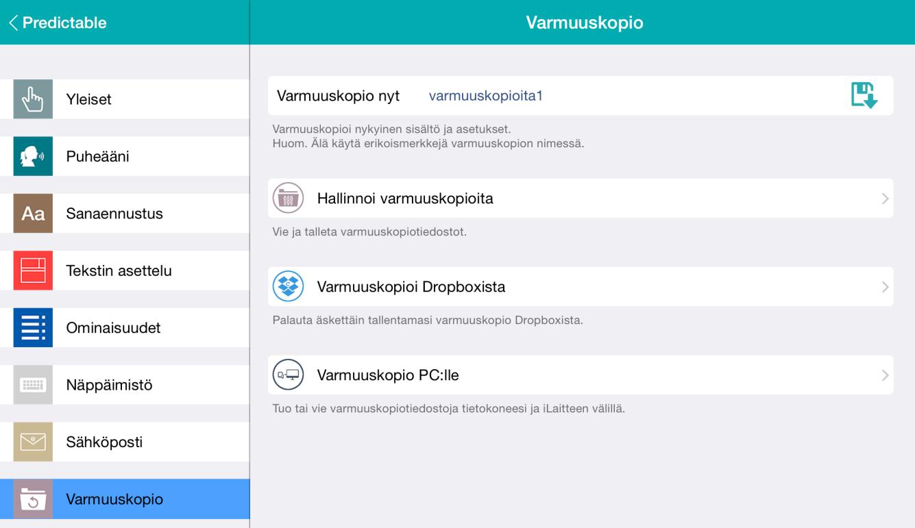 Anna ensin nimi varmuuskopiotiedostolle. Napauta sitten sinistä oikein-merkkiä tallentaaksesi tiedoston.