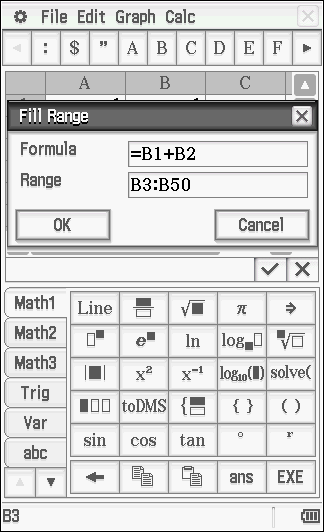 Syötä Fill Sequence.