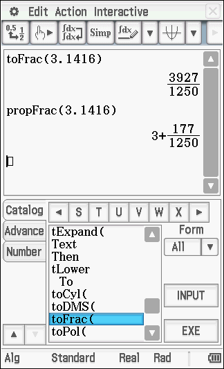 2.7 Sekaluvut Laske: Huomaa, että 2 1 3 5 5 3 2 3 5 on sama kuin 2 3 fx-cp400-laskimessa. 5 Ratkaisu. Vastaus desimaalilukuna.
