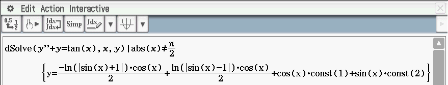 Ratkaise differentiaaliyhtälö y 2y 8sin(2 t), y(0) y (0) 0 Kirjoita yhtälö ja maalaa se Interactive, Advanced, dsolve Täytä alkuehdot ja paina OK. Huomaa! Rad-tila.