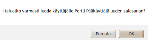 Pääkäyttäjän erityisominaisuudet: Käyttäjän salasanan vaihtaminen Yrityksen pääkäyttäjä pystyy vaihtamaan yrityksen käyttäjien salasanan painamalla haluamansa käyttäjän kohdalta Uusi salasana