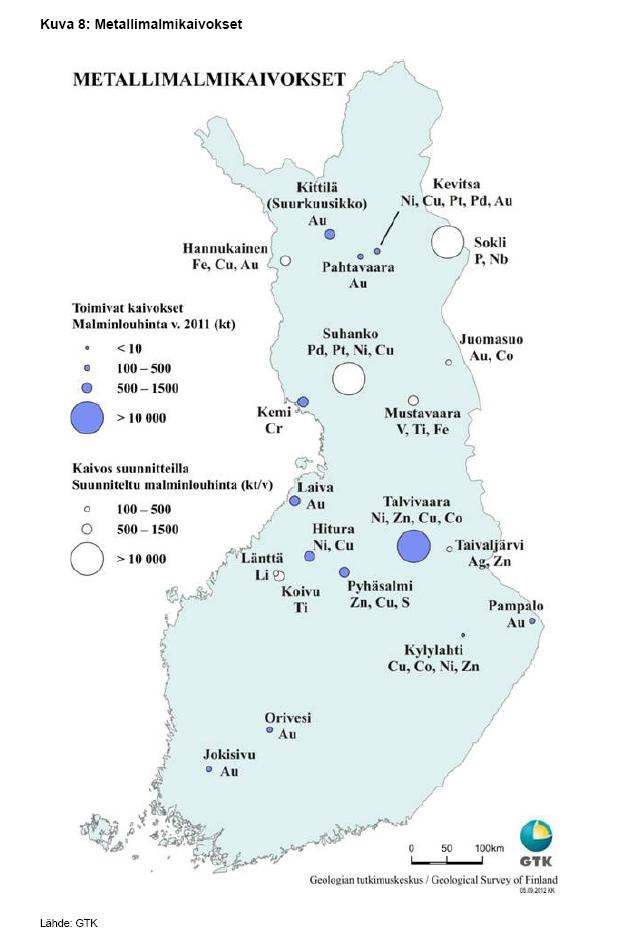 Kotimaan tilanne Kaivosteollisuuden liikevaihto 1.500 M Louhinnan volyymi n. 70 Mtn Henkilöstö n. 2.