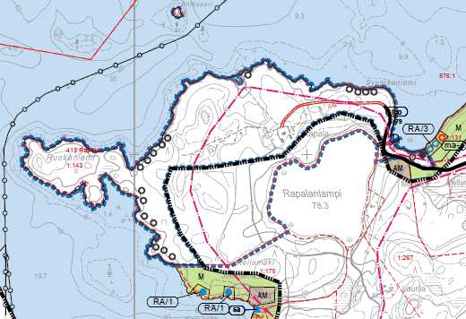 Ote Päijänteen ranta-alueiden osayleiskaavan muutoksesta. Rapalanlammen ranta-alue kuuluu KHO:n päätöksellä 13.5.