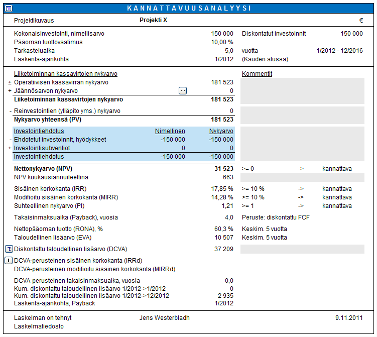 Analyysi -taulukoissa voit nopeasti tutkia, miten herkästi