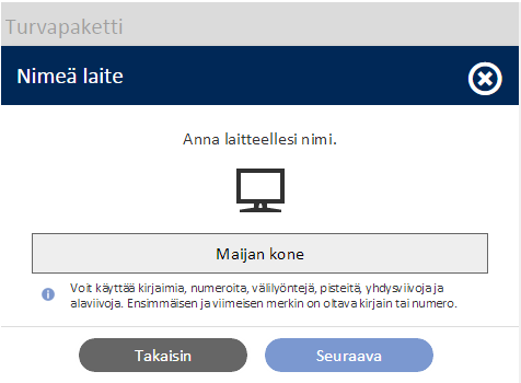 Jos haluat asentaa Turvapaketin puhelimeen tai tablettiin valitse Android-kuvake. HUOM! Palvelu sopii tällä hetkellä ainoastaan Android-puhelimiin ja -tabletteihin.