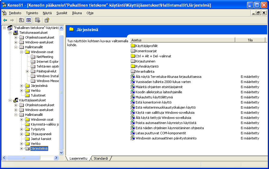 KRTT Oulu Windows XP mallikoneen asetukset 2008 Kimmo Rousku sivu 23(28) Asetusten tekemisessä tulee olla hyvin huolellinen!