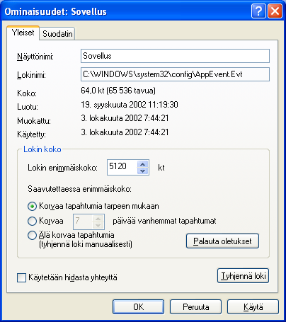 KRTT Oulu Windows XP mallikoneen asetukset 2008 Kimmo Rousku sivu 26(28) 11.