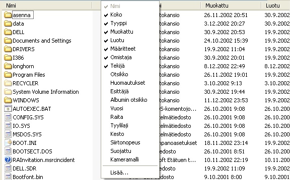 KRTT Oulu Windows XP mallikoneen asetukset 2008 Kimmo Rousku sivu 6(28) Avaa resurssienhallinta (Windows + E). Valitse Näytä-valikon kohta Luettelo ja tiedot.