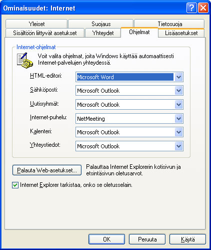 KRTT Oulu Windows XP mallikoneen asetukset 2008 Kimmo Rousku sivu 9(28) Valitse Yhteydet-välilehti ja sieltä kohta Lähiverkko: Syötä käyttämäsi proxy-palvelimen (välimuistipalvelin) osoite ja portti,