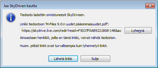 10. Yksittäisten dokumenttien julkaisu käyttäjäkohtaisesti Voit myös jakaa yksittäisiä tiedostoja SkyDriveen lukukäyttöön.