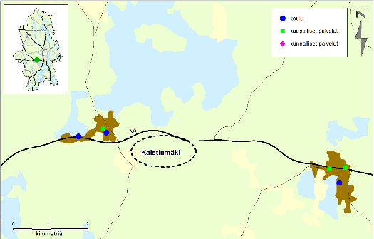 5.4 Kaistinmäki, Petäjävesi 5.4.1 Alueen esittely Kaistinmäki sijaitsee Petäjäveden keskustan ja Jyväskylän välissä Kintauden kylässä. Alueelle on kaavoitettu 45 pientaloa ja 5 pienteollisuustonttia.