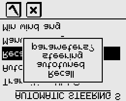 Automaattinen ohjaus Automatic steering menu sisältää ohjauksen parametrejä kompassiohjaukseen, tuuliohjaukseen ja navigointiohjaukseen.