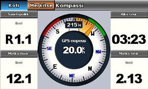 Veneilytila: Kojelaudan käyttäminen Veneilytila: Kojelaudan käyttäminen Kojelaudan avulla voit tarkastella tärkeitä tietoja, kuten navigointi- ja matkatietoja samassa näytössä ilman karttanäyttöjä.
