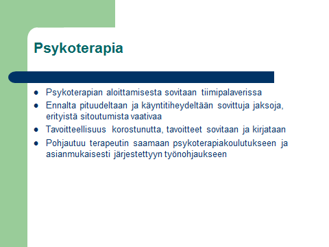 Lieksan mielenterveys- ja päihdetyö 3 (8) omainen. Neuvottelussa kirjataan alustavasti hoidon pituus ja tavoitteet ja jos mahdollista, asetetaan diagnoosi.