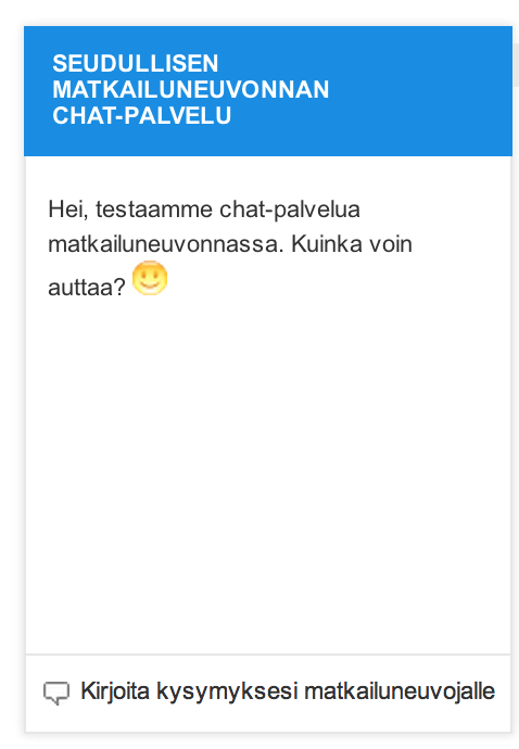 Chat-kokeilu kuntien matkailun sivuilla Chat-ikkuna