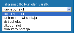 Elisa Oyj Elisa Ring 37 (52) Tee uusi Takaisinsoitto sääntö Voit tehdä uuden säännön seuraavasti: 1 Valitse Takaisinsoitto sivulta Lisää (katso Kuva 77). Takaisinsoitto -asetukset sivu aukeaa.