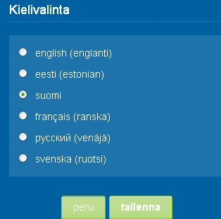 Elisa Oyj Elisa Ring 52 (52) 3.4.12 Kielivalinta Elisa Ring Plus -palvelun kielivaihtoehtoja ovat suomi, englanti, eesti, ranska, venäjä ja ruotsi.