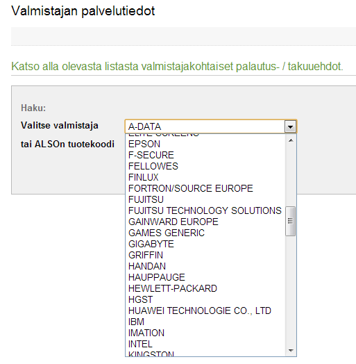 5. Valmistajan palvelutiedot Voit tarkistaa tuotteen takuu