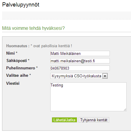 6. Takuuvaihto palvelee Tätä kautta voit pyytää apua CSO