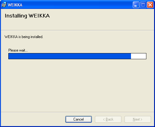 WEIKKA OHJELMAN ASENNUS Weikka ohjelman asennuksessa tarvitaan kaksi tiedostoa. Setup.exe sekä Weikka.msi tiedostot. Asennus käynnistetään suorittamalla (kaksoisnapsautus) setup.exe tiedosto.